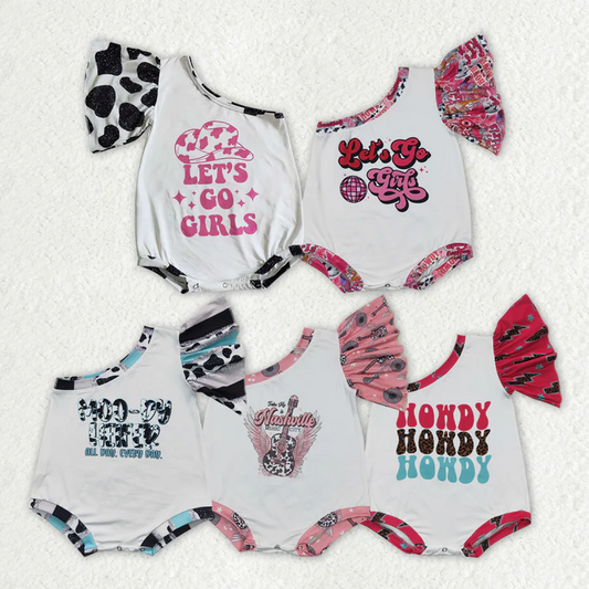 Match Baby Girls Western One Shoulder Rompers