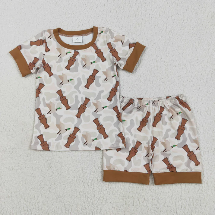 Match Baby Boys Short Sleeve Camo Ducks Tee Shirt Top Shorts Pajamas Clothes Sets  D 5.22