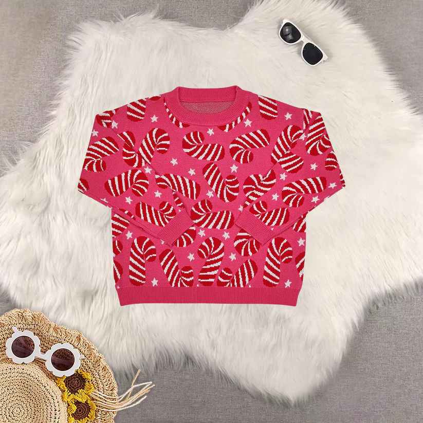 Sibling baby girl cardigan christmas sweater red christmas clothes sweater  D 6.25
