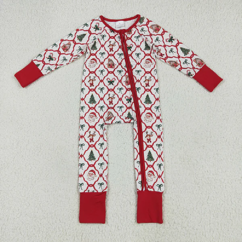Sibling Baby Girls Christmas Bows Gingerbread Plaid Rompers Pajamas  D 6.17