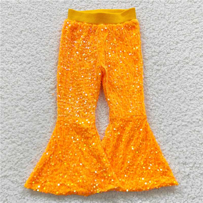 Match Hot Sale Baby Girls Toddler Brithday Party Sequin Glitter Bell Bottom Pants 1-7    D 6.25