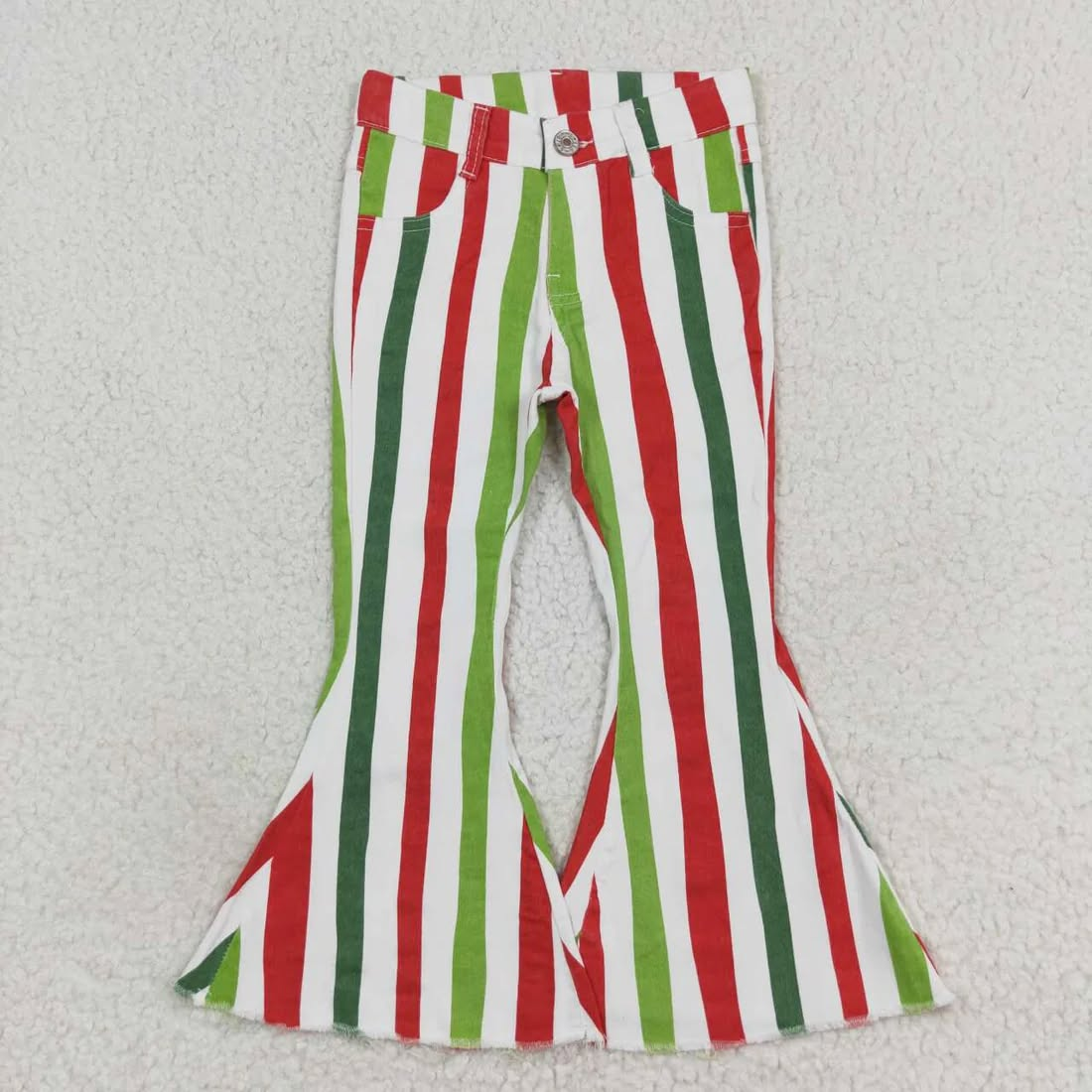 Match 9 Colors Stripes Denim Bell Bottom Jeans Girls Pants Sisters Wear D 6.17