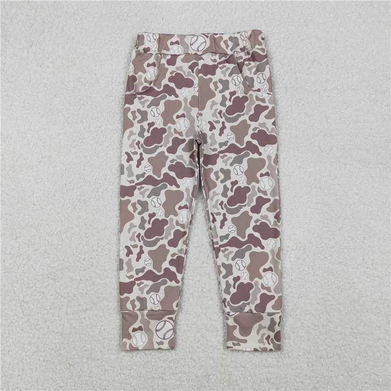 Sibling Baby Boys Khaki Camo Baseballs Pockets Team Legging Pants Shorts Bottom  D 1121