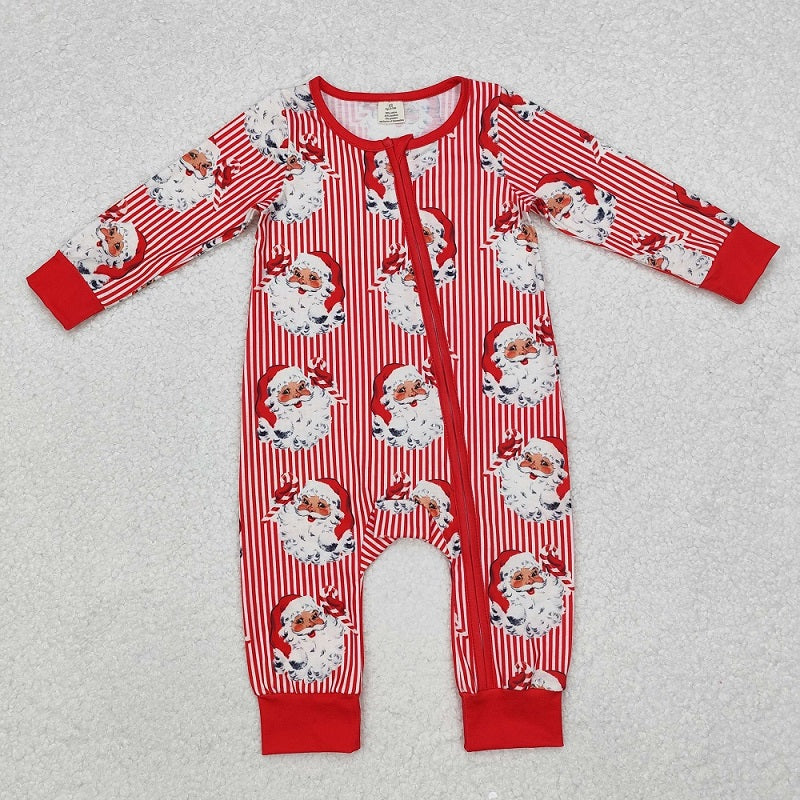 Sibling Baby Kids Christmas Stripes Santa Dresses Bamboo Pajamas Clothes Sets