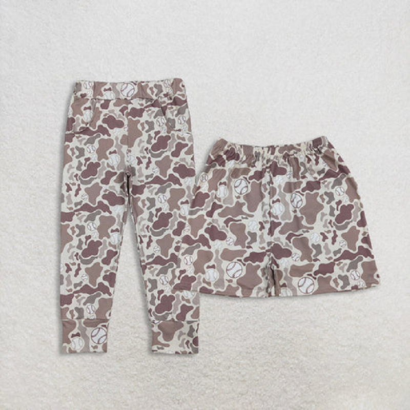 Sibling Baby Boys Khaki Camo Baseballs Pockets Team Legging Pants Shorts Bottom  D 1121