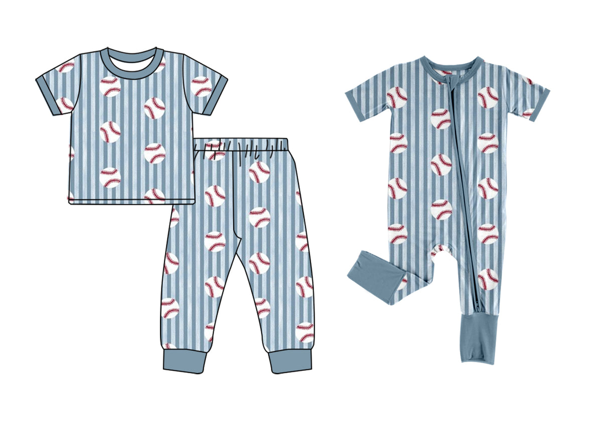 Pre order baseball print pjs sibling clothing