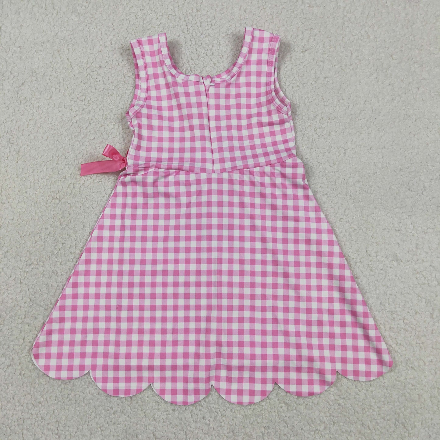 pink gingham scallop athletic dress