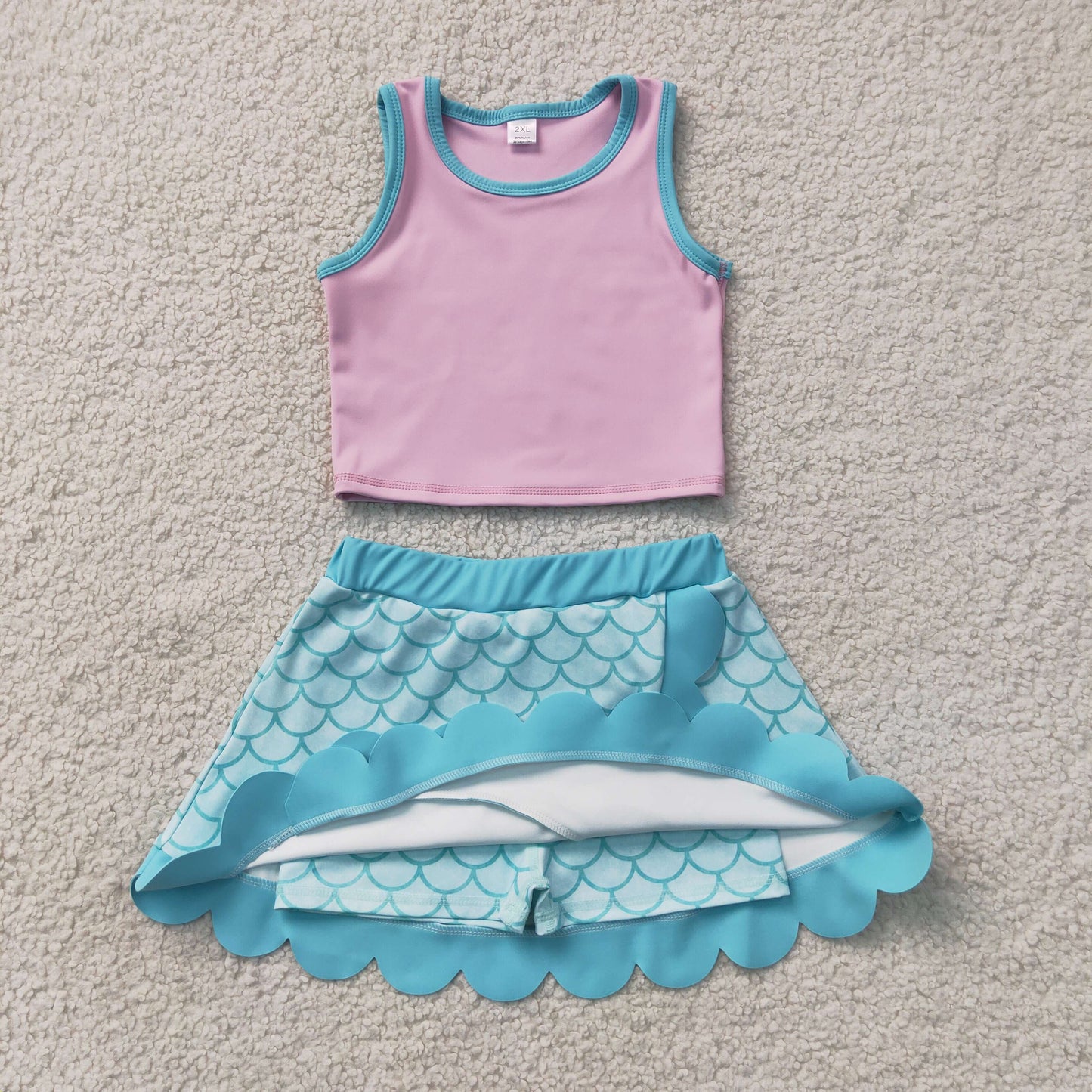 athletic mermaid scallop skort outfit girls clothes