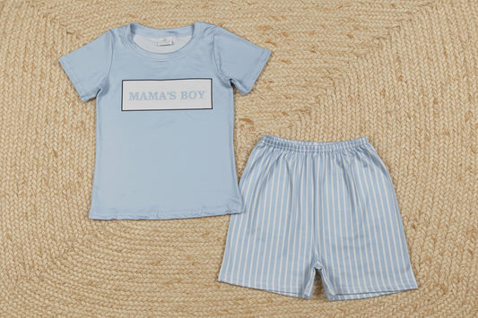 blue mama's boy shorts set kids clothing