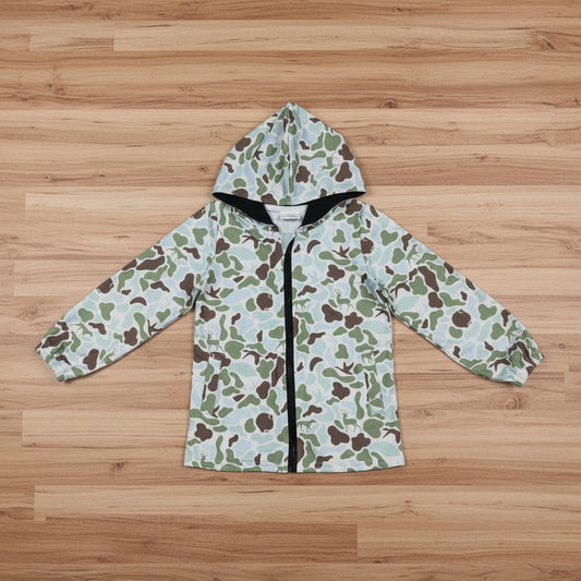 hunting camo full zip hooded jacket