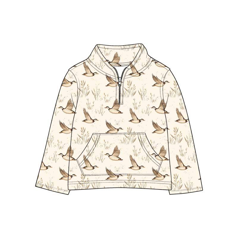 Custom order MOQ 3 duck print zip up pullover