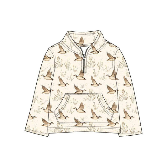 Custom order MOQ 5 duck print zip up pullover
