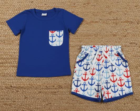 anchor nautical 4th of July boys shorts outfit