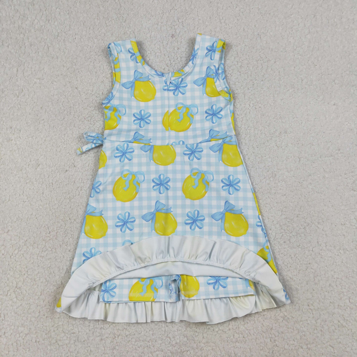blue bow lemon ruffle athletic dress