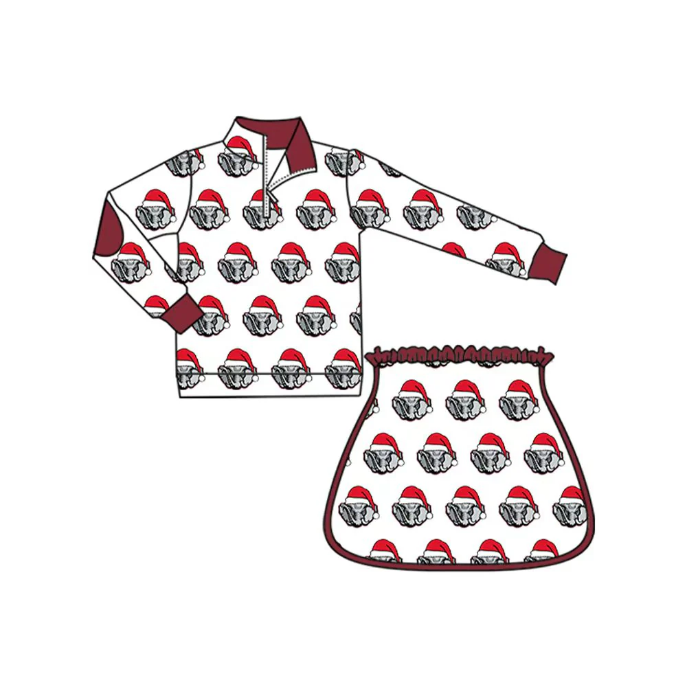 Custom Baby Girls Alabama Team Christmas Zip Pullovers Top Skort Shorts Clothes Sets  D 8.13