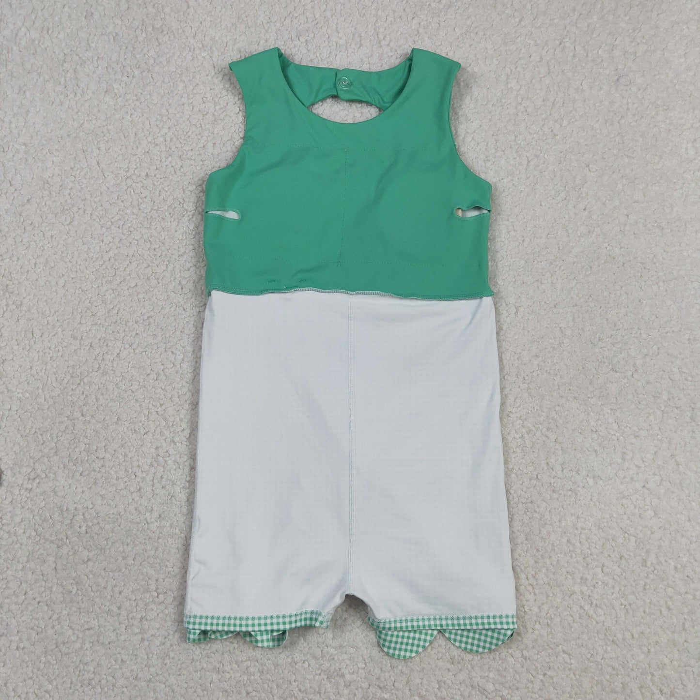 green sleeveless athletic scallop dress