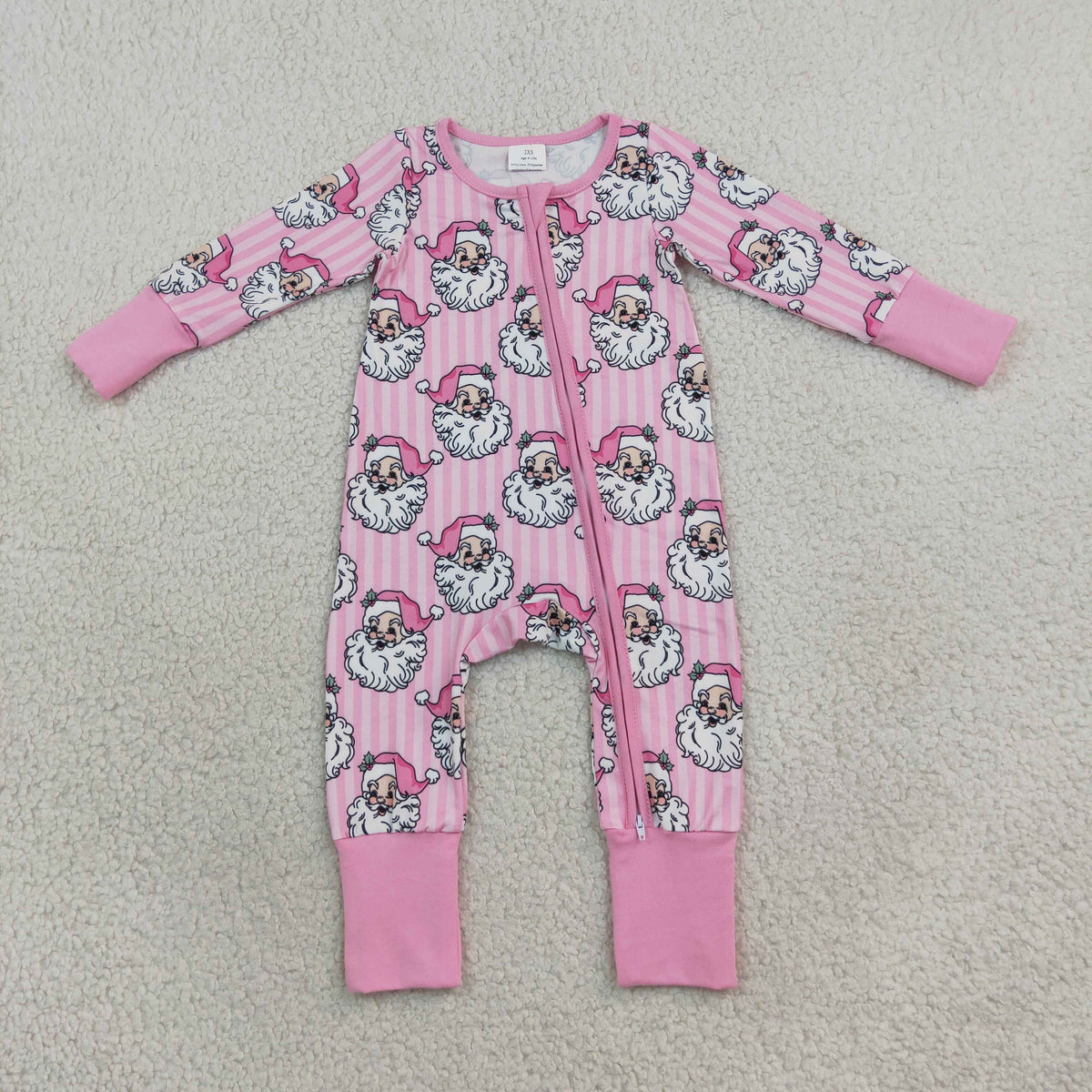 LR3125 pink santa print girl sleeper PJ
