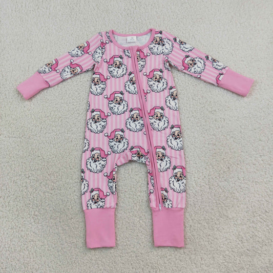 LR3125 pink santa print girl sleeper PJ