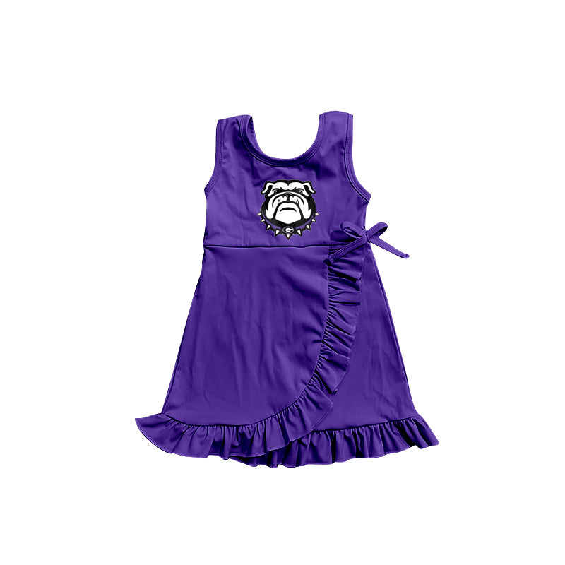Custom order Alexis team purple dog girl dress