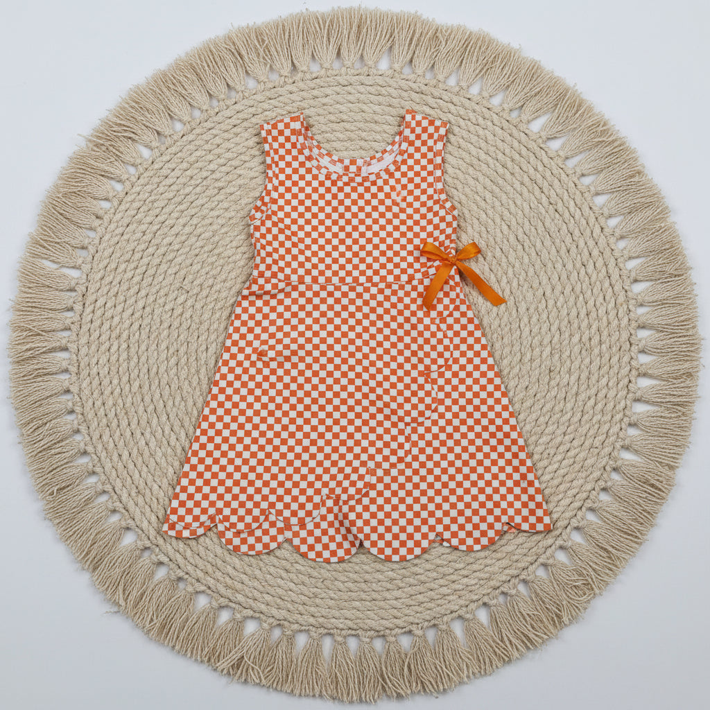 orange gingham scallop athletic dress