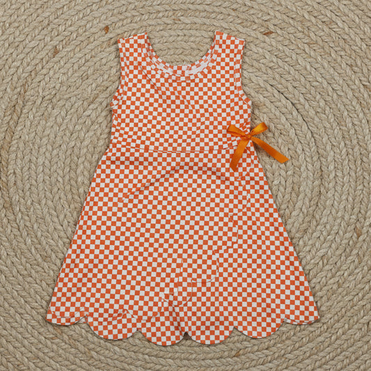 orange gingham scallop athletic dress