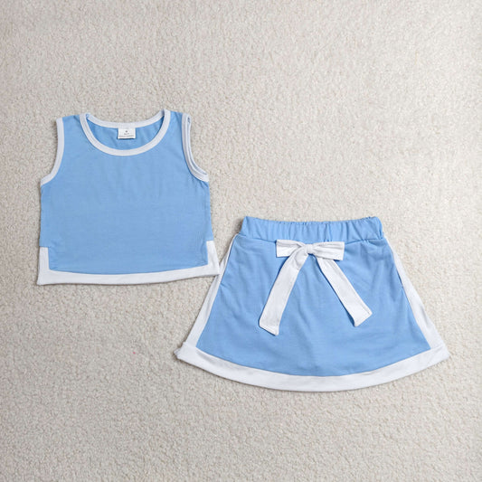 cotton white blue skort set girls clothing