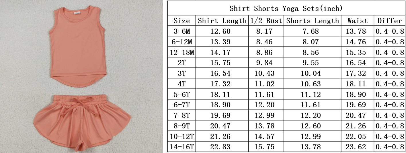 Match Baby Girls Sleeveless Colorful Yoga Vests Top Ruffle Shorts Set D 6.3