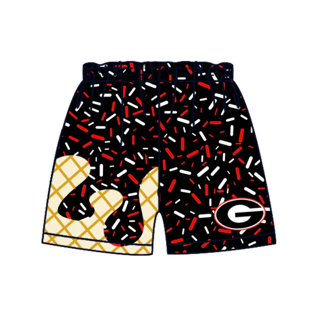 Custom order G black red ice cream sprinkle kids boys team shorts