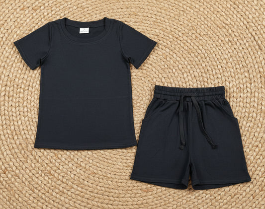 cotton black shorts set kids clothing
