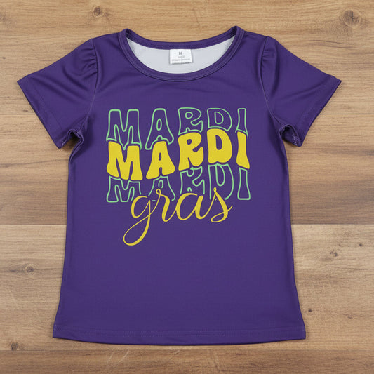 purple mardi gras letters tee