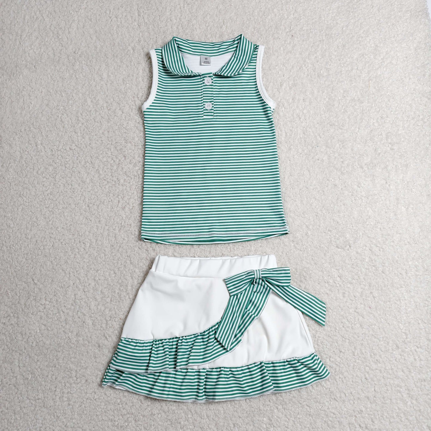 green striped polo skort set girls clothing