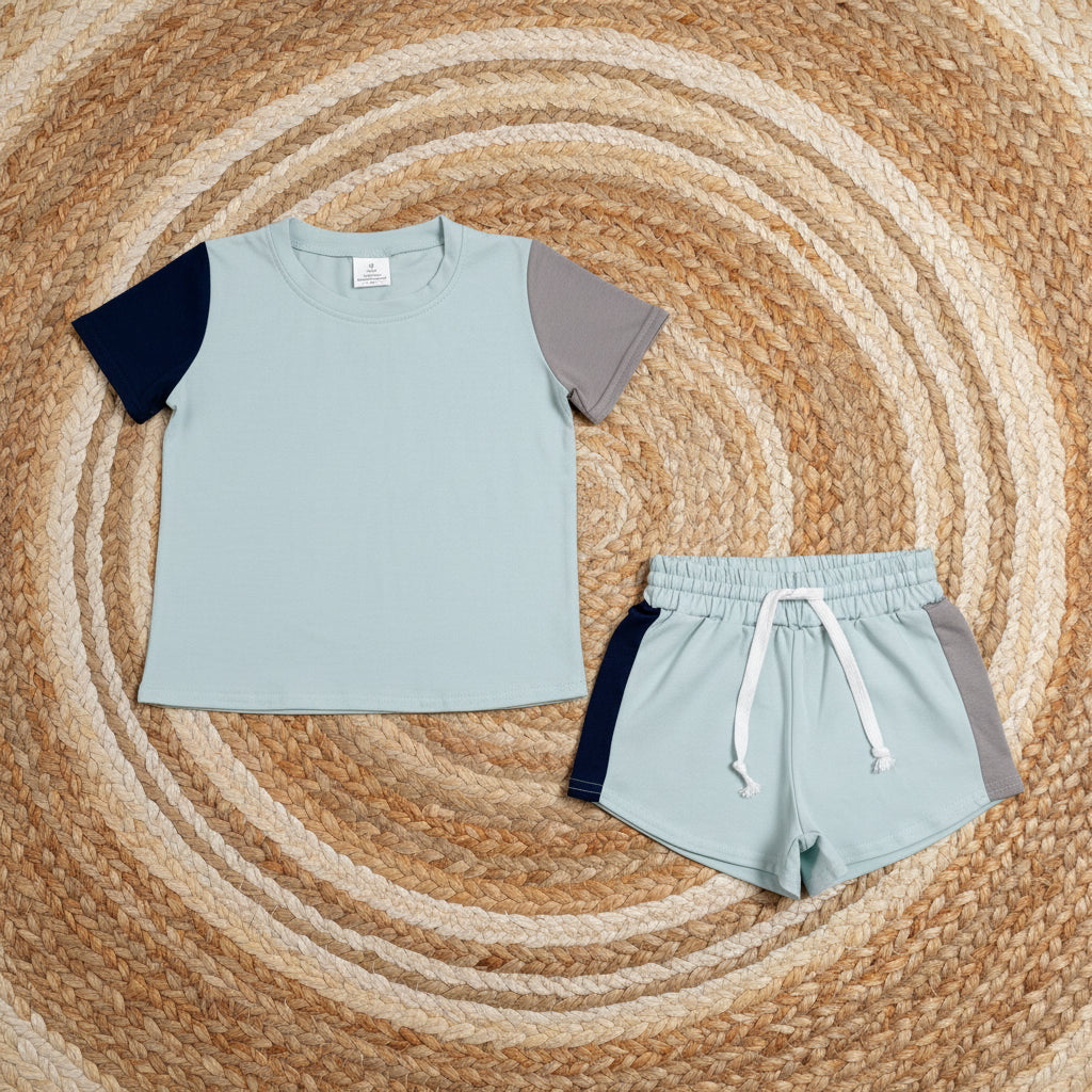 Contrast Color T-shirt and Shorts Set