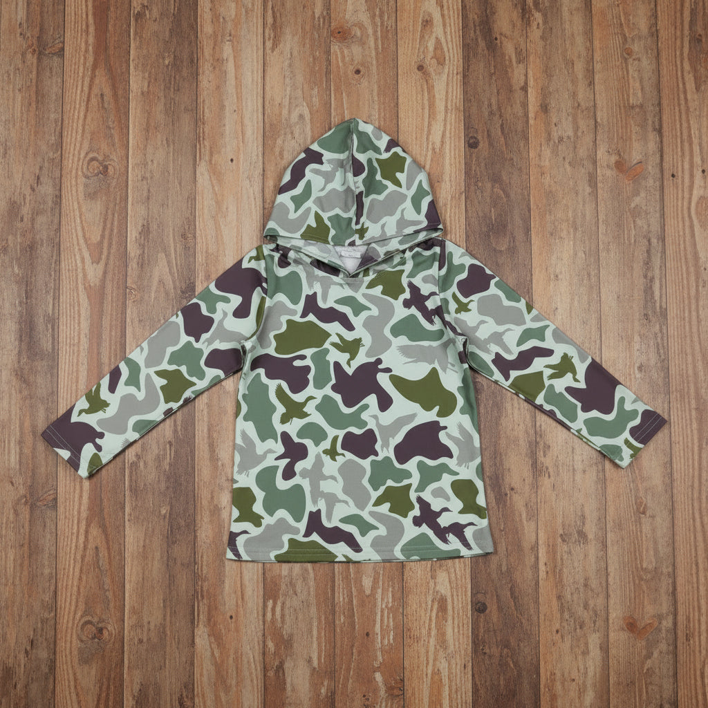 long sleeve green camo hoodie