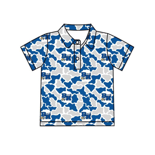 Custom order MOQ 5 game days camo polos with team colors + logo