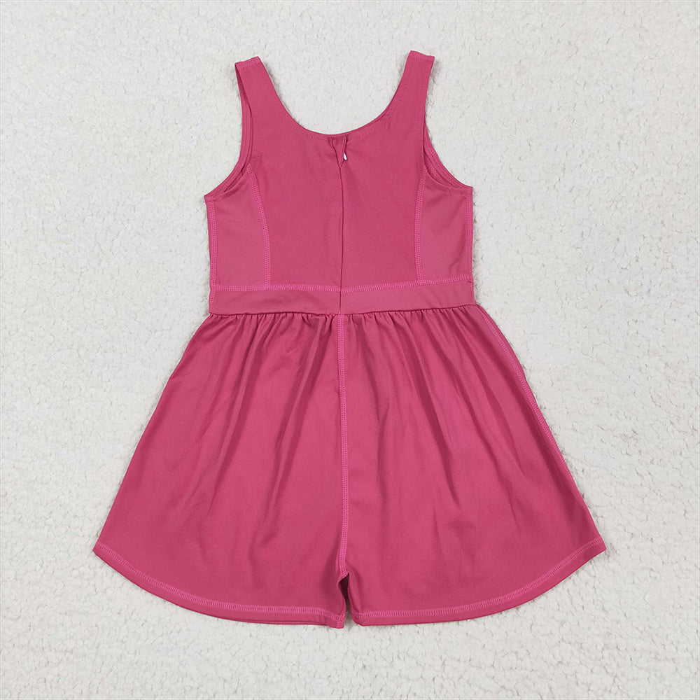 SR3022 Baby Girls Hot Pink Sleeveless Yoga Jumpsuits  D 5.6