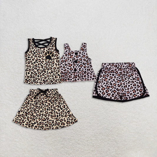 Match Baby Girls Brown Leopard Shirt Skirt Clothes Sets D 3.21