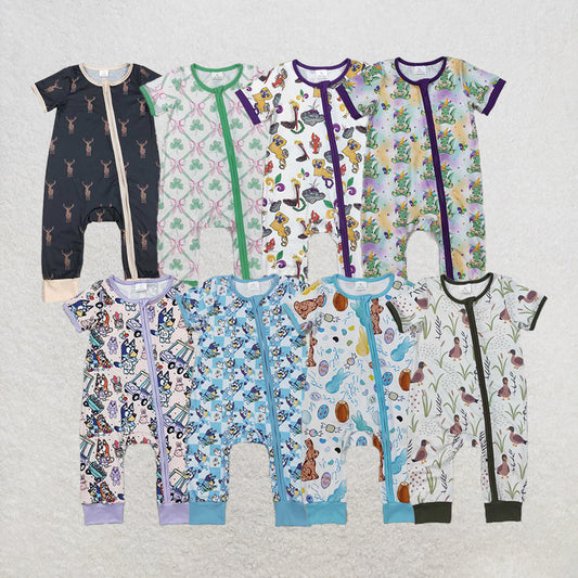 Match Western Cartoon Dog Duck Easter  Baby Boys Romper D 3.18