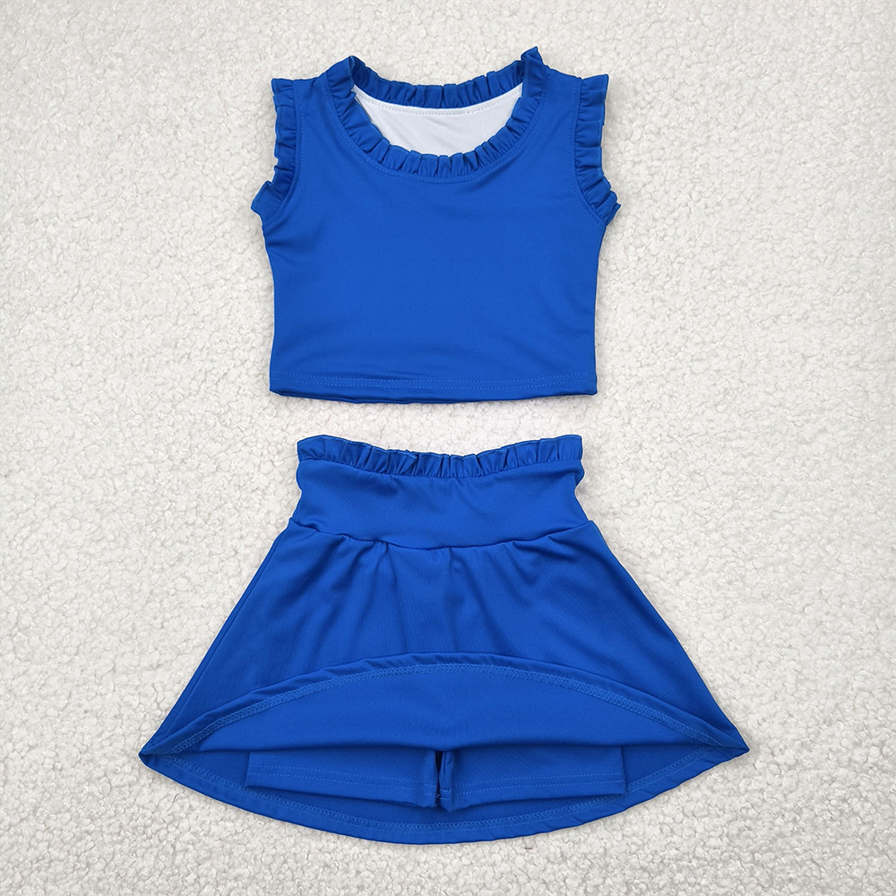 GSD2391 Baby Girls Hot Blue Sleeveless Top Skort Yoga Set D 4.9
