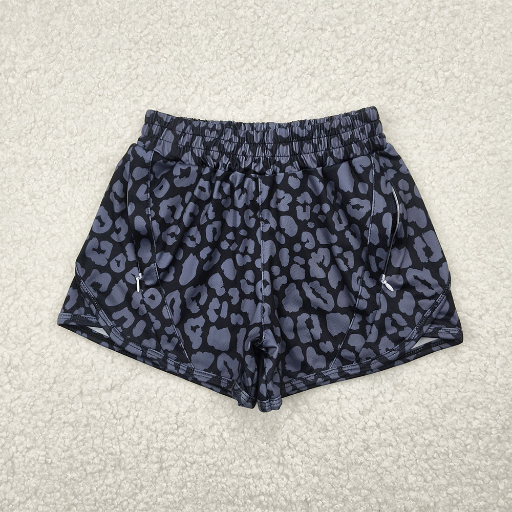 SS0467  Baby Girls Black Leopard Yoga Shorts Bottoms D 4.11