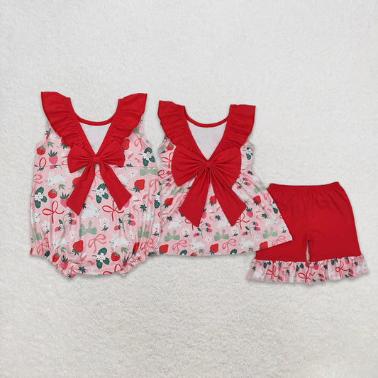Match Baby Infant Girls Strawberry Bows Sleeveless Rompers Dress D 3.15