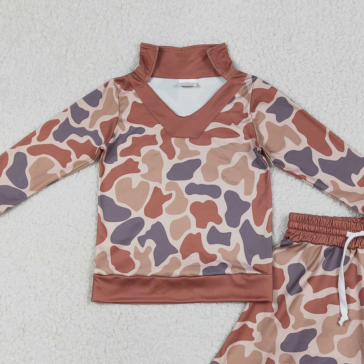 Baby Girls Southern Khaki Camo Long Sleeve Top with Skirt And Shorts Outfit Set for Little Ones