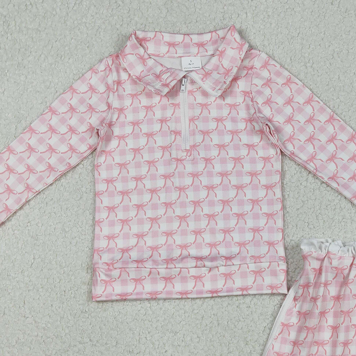 Baby Girls Pink Bows Zipper Top Skort Bottoms Outfit Set Cute Toddler Clothing Combo