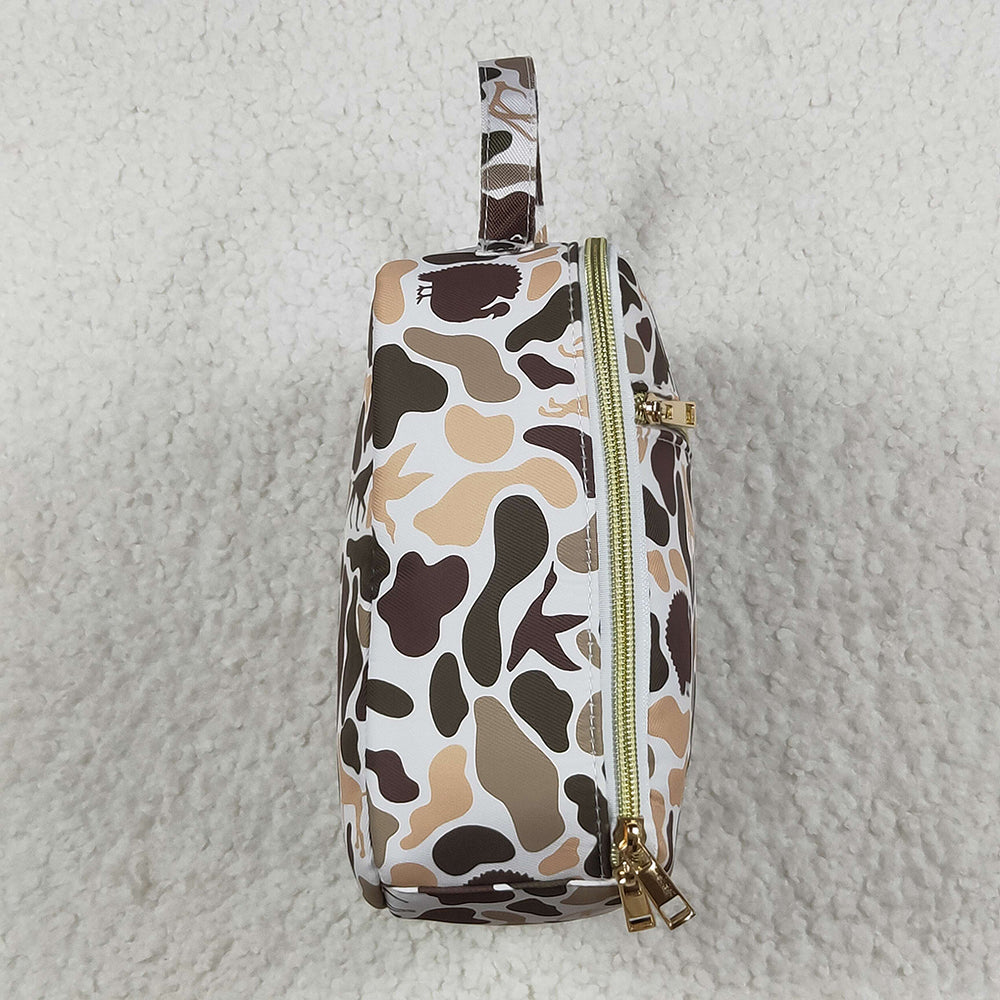 BA0305  Green Deer Western Camo Print Zipper Lunch Bags  D 7.5