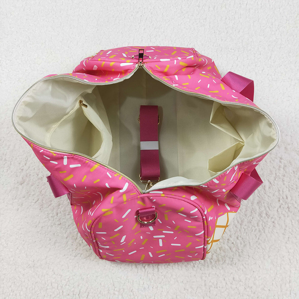BA0298 Pink Ice Cream Drip Zipper Gym Bags  D 5.22