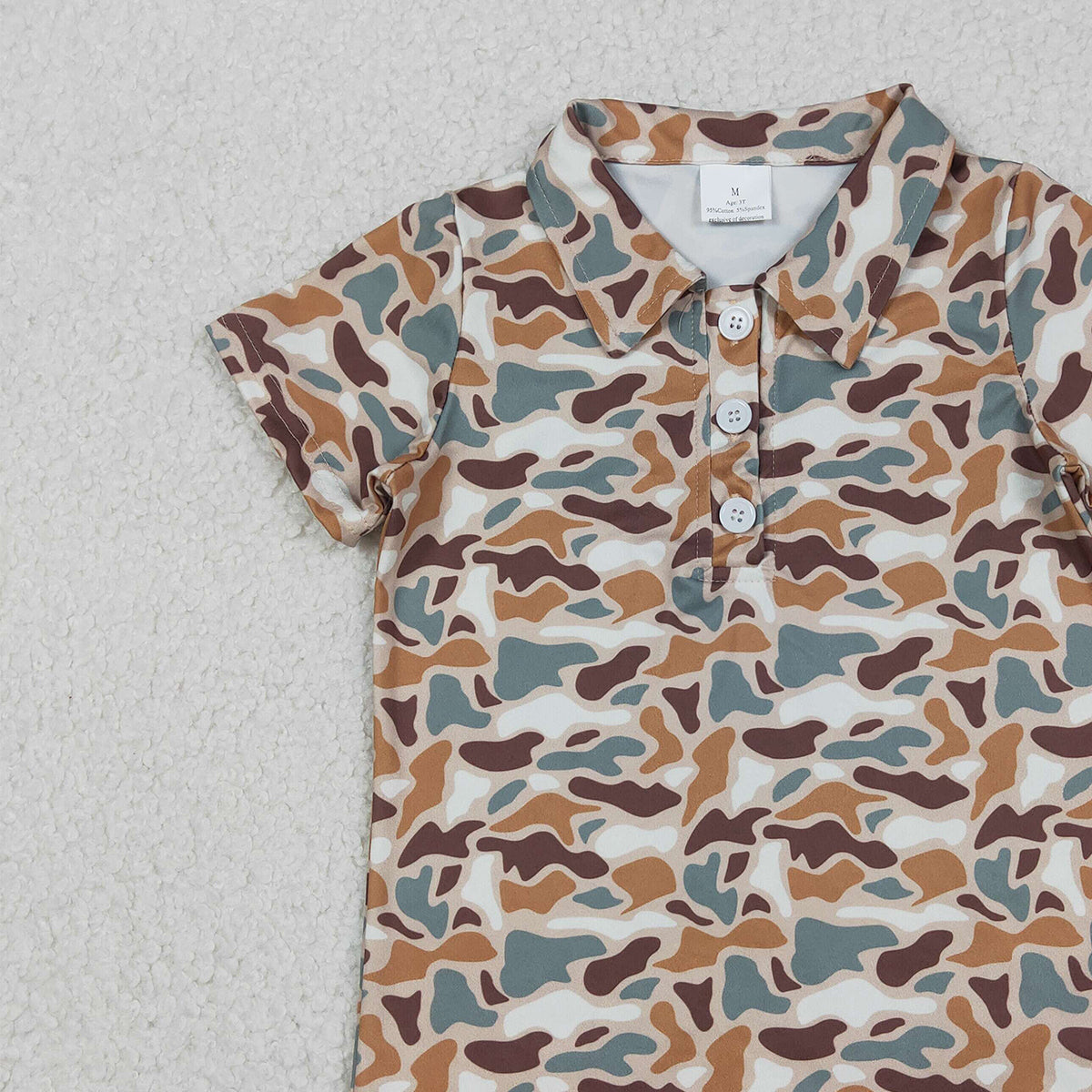 Baby Boys Southern Green Brown Camouflage Button Polo Shirts Top for Kids