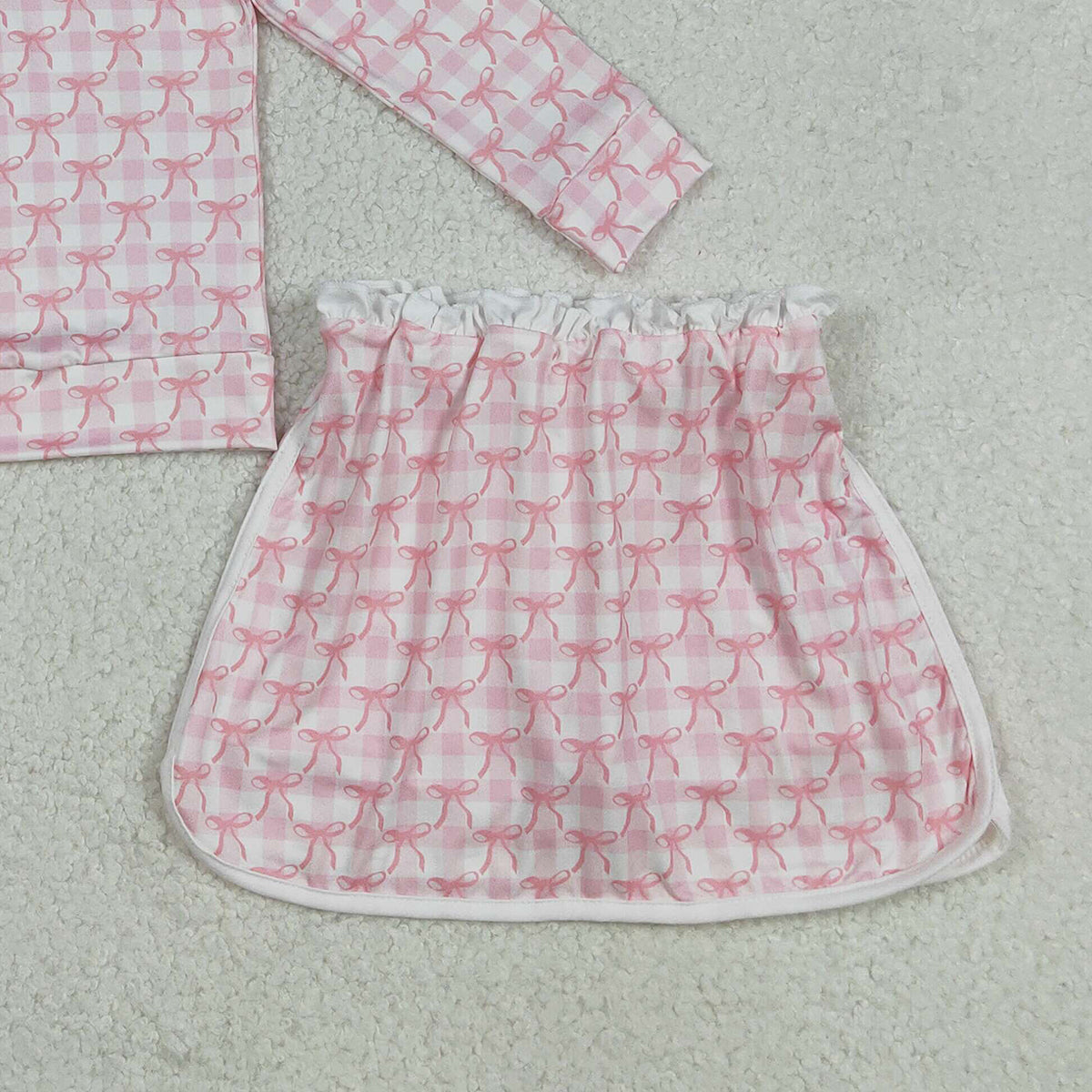 Baby Girls Pink Bows Zipper Top Skort Bottoms Outfit Set Cute Toddler Clothing Combo