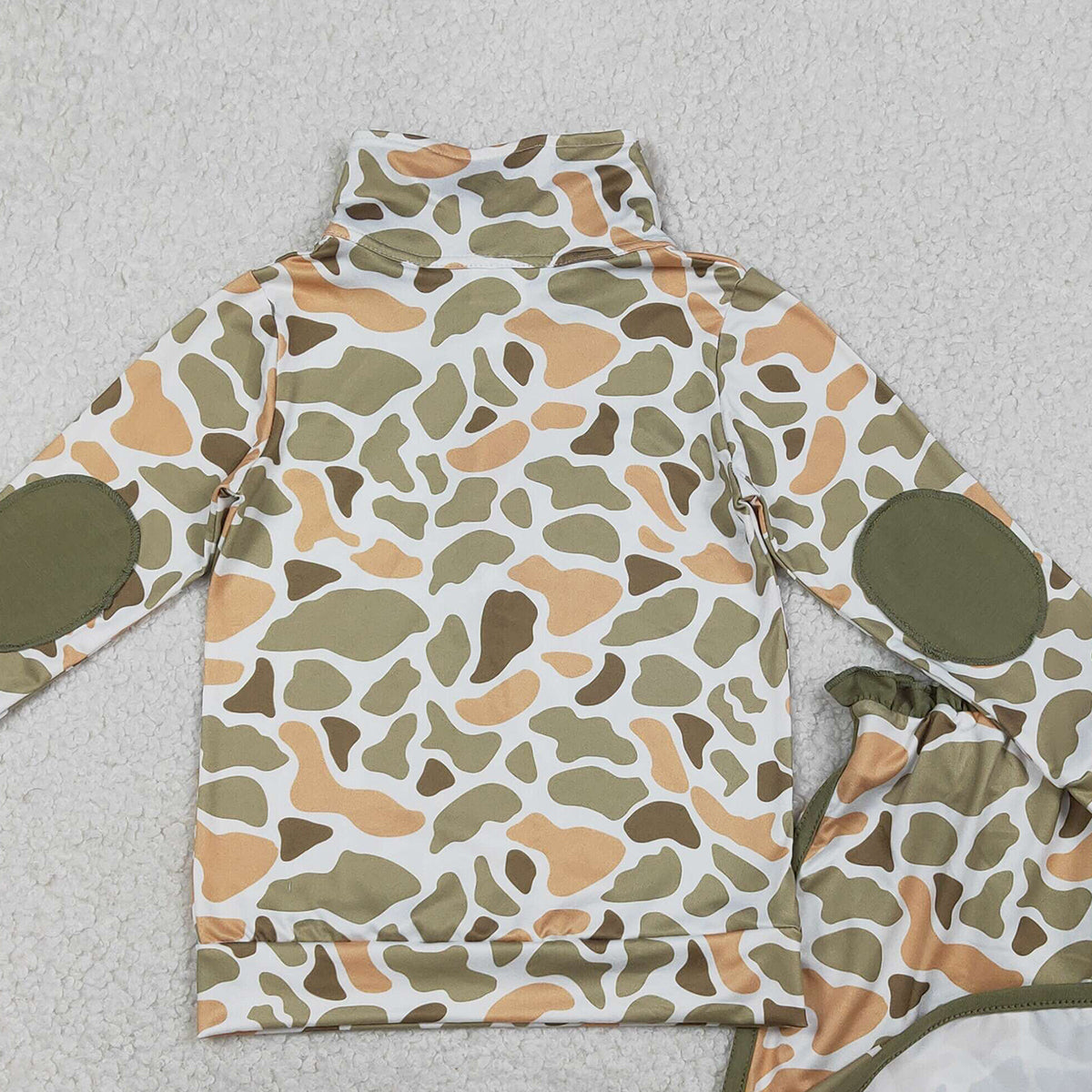 RTS NO MOQ（In Stock) GLD1545 Orange-green camouflage zip-up long-sleeved skirt set