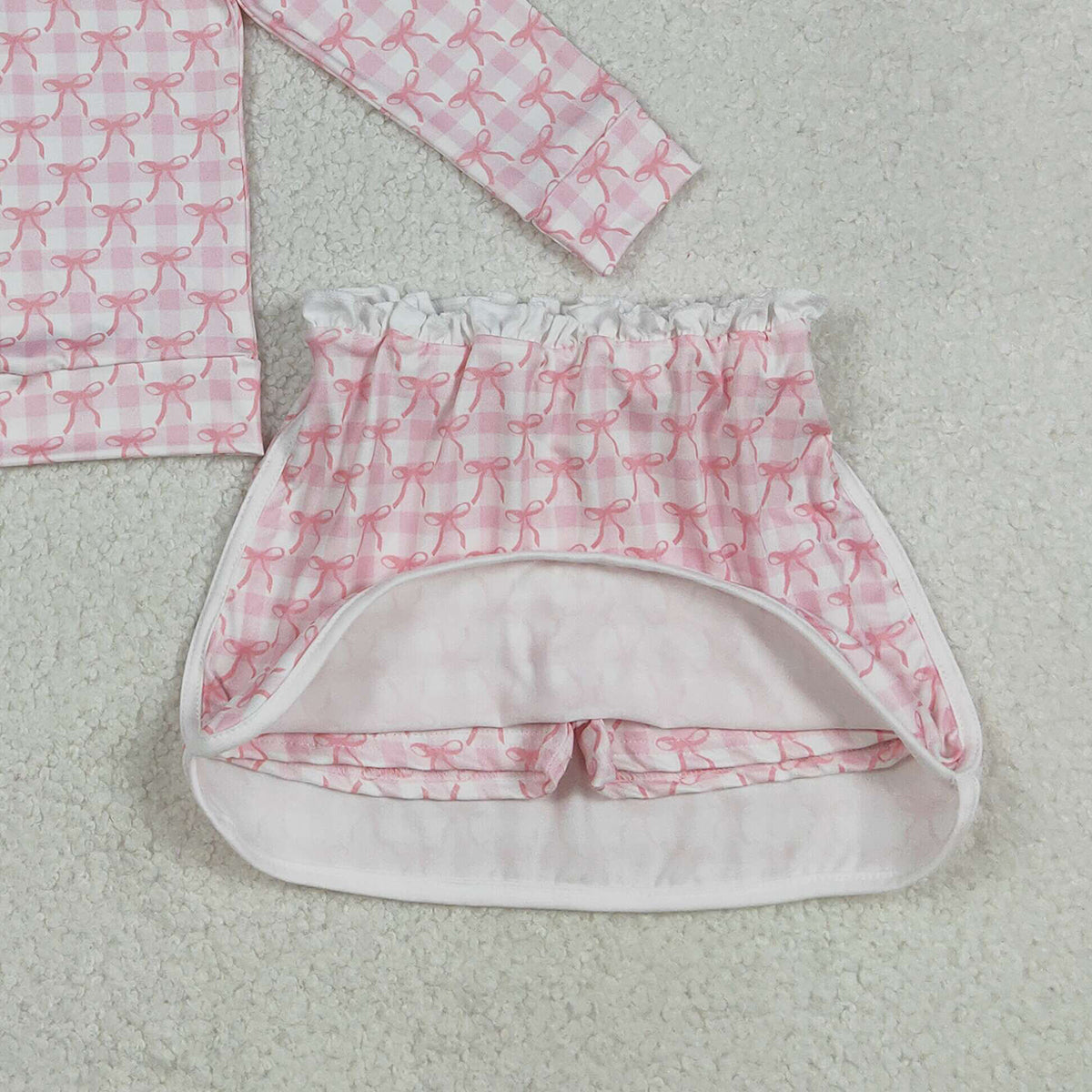 Baby Girls Pink Bows Zipper Top Skort Bottoms Outfit Set Cute Toddler Clothing Combo