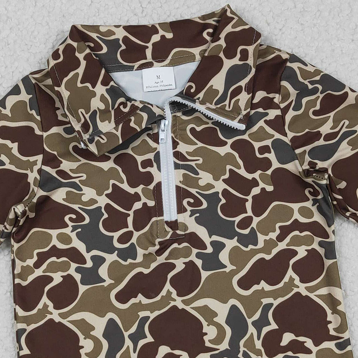 Baby Boys Southern Dark Khaki Camouflage Zipper Pullover Top Military Style Clothing for Infants