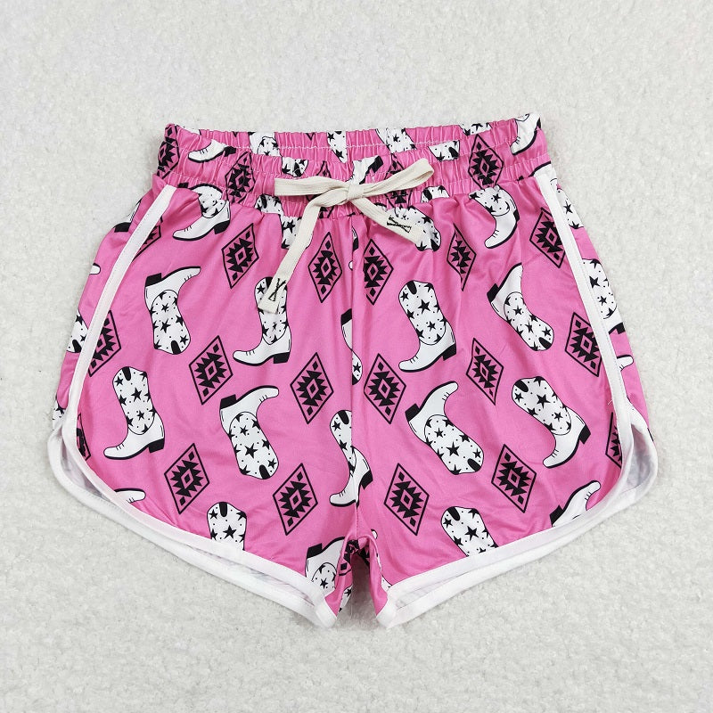 SS0131 Adult boots geometric pattern rose red shorts